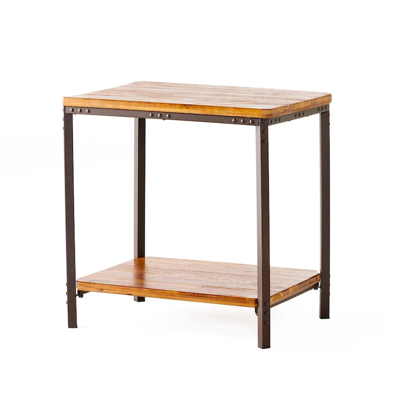 Table d'appoint en métal rustique Ronan Wood de Christopher Knight Home