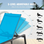 Chaise Lounge Chairs Outdoor, Aluminum Patio Lounge Chairs with Adjustable 5-Position, Folding Pool Lounge Chairs Recliner