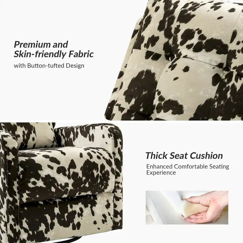 Arlette Contemporary Floral Manual Swivel Recliner with Tufted Back