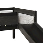 CraftPorch Classic Twin Low Loft Bed with Chalkboard, Slide and Ladder