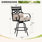 Outdoor Swivel Metal Cushioned Bar Height Patio Chairs Set of 4