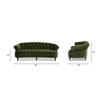 La Rosa 84 Mid-Century Modern Velvet Upholstered Chesterfield Tufted Sofa