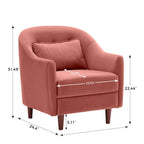 28.34W Set Of 2 Accent Armchair, Velvet Barrel Chair with Solid Wood Legs