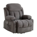 Grey Power Lift Recliner with Heated Massage, USB Charging, Remote Control, and Convenient Side Pockets for Seniors