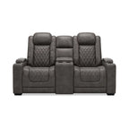 Signature Design by Ashley HyllMont Gray Power Reclining Loveseat with Console - 71.75  W x 39  D x 44  H