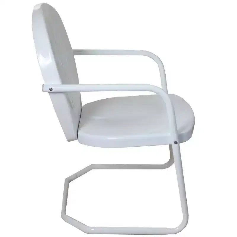 Northlight 34-Inch Outdoor Retro Tulip Steel Armchair, White