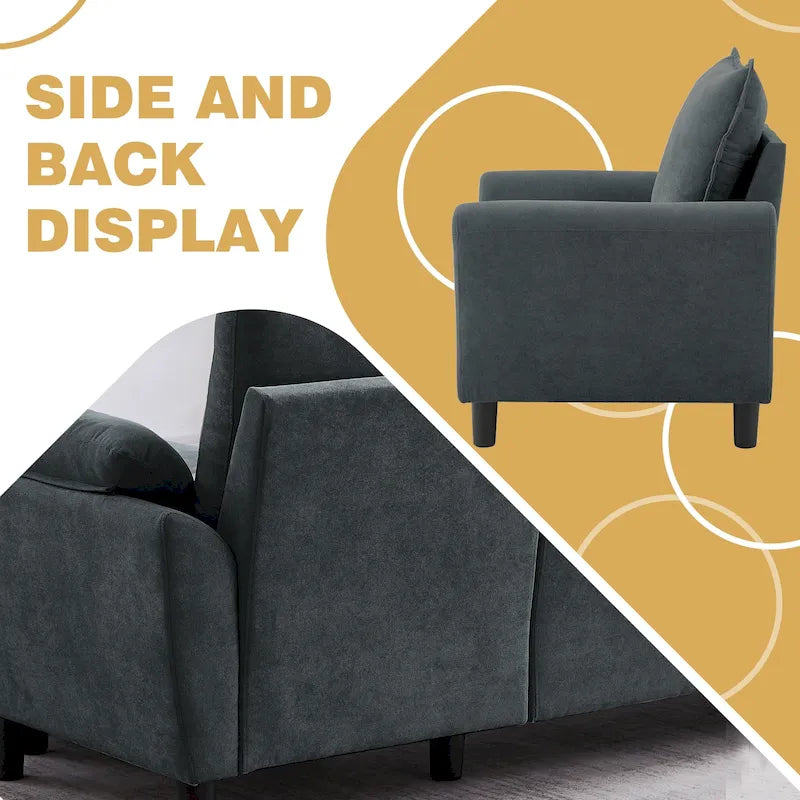 Canapé d'angle 3 places avec fauteuil et pouf pour salon