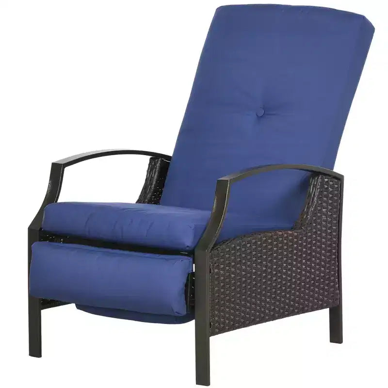 Outsunny Rattan Adjustable Recliner Chair with Hand-Woven All-Weather Wicker for Patio, Outdoor, Garden, Poolside