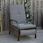 Outsunny Rattan Adjustable Recliner Chair with Hand-Woven All-Weather Wicker for Patio, Outdoor, Garden, Poolside