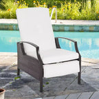 Outsunny Rattan Adjustable Recliner Chair with Hand-Woven All-Weather Wicker for Patio, Outdoor, Garden, Poolside