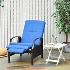 Outsunny Rattan Adjustable Recliner Chair with Hand-Woven All-Weather Wicker for Patio, Outdoor, Garden, Poolside