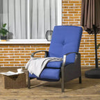 Outsunny Rattan Adjustable Recliner Chair with Hand-Woven All-Weather Wicker for Patio, Outdoor, Garden, Poolside