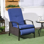 Outsunny Rattan Adjustable Recliner Chair with Hand-Woven All-Weather Wicker for Patio, Outdoor, Garden, Poolside