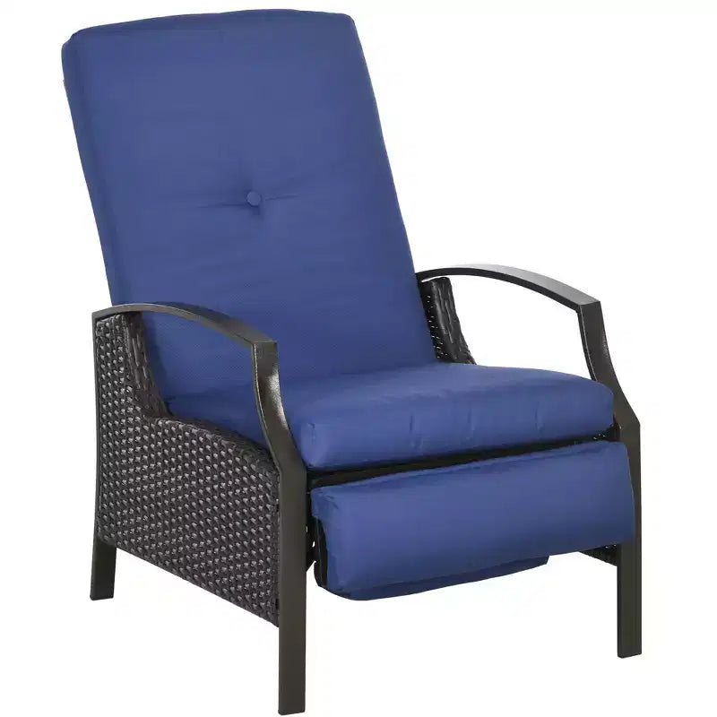 Outsunny Rattan Adjustable Recliner Chair with Hand-Woven All-Weather Wicker for Patio, Outdoor, Garden, Poolside