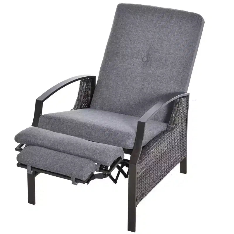 Outsunny Rattan Adjustable Recliner Chair with Hand-Woven All-Weather Wicker for Patio, Outdoor, Garden, Poolside