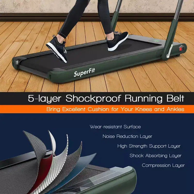 Costway 2.25HP 2 in 1 Foldable Under Desk Treadmill Remote Control