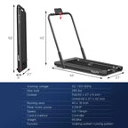 Costway 2.25HP 2 in 1 Foldable Under Desk Treadmill Remote Control