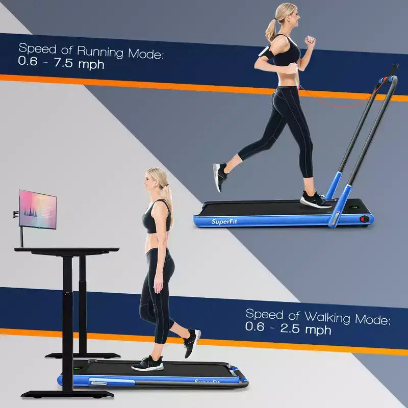 Costway 2.25HP 2 in 1 Foldable Under Desk Treadmill Remote Control