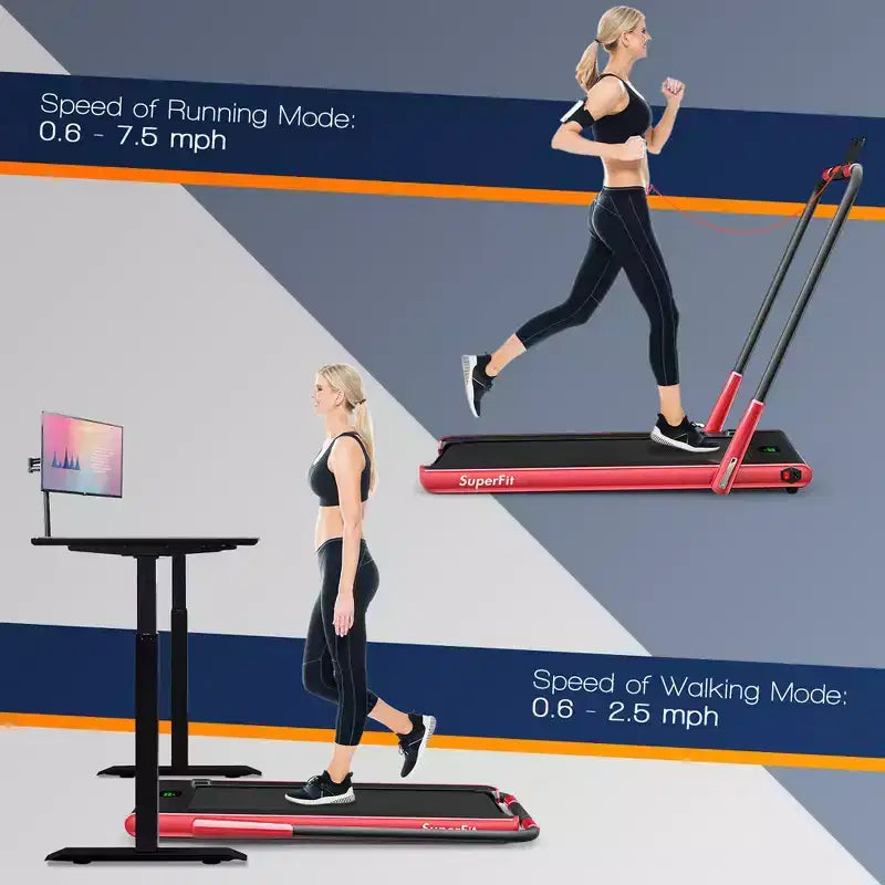Costway 2.25HP 2 in 1 Foldable Under Desk Treadmill Remote Control