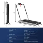 Costway 2.25HP 2 in 1 Foldable Under Desk Treadmill Remote Control