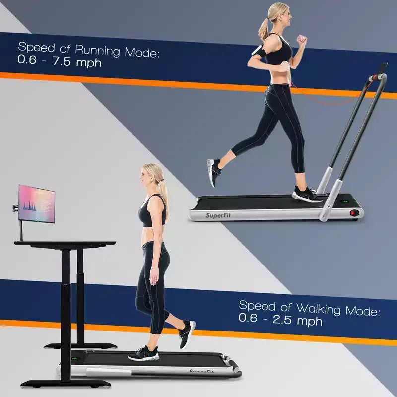 Costway 2.25HP 2 in 1 Foldable Under Desk Treadmill Remote Control