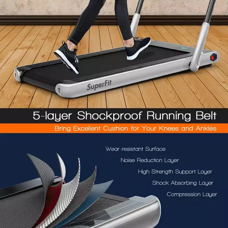 Costway 2.25HP 2 in 1 Foldable Under Desk Treadmill Remote Control