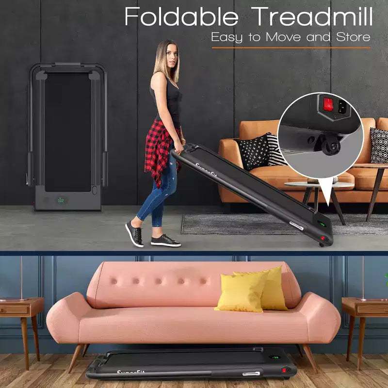 Costway 2.25HP 2 in 1 Foldable Under Desk Treadmill Remote Control