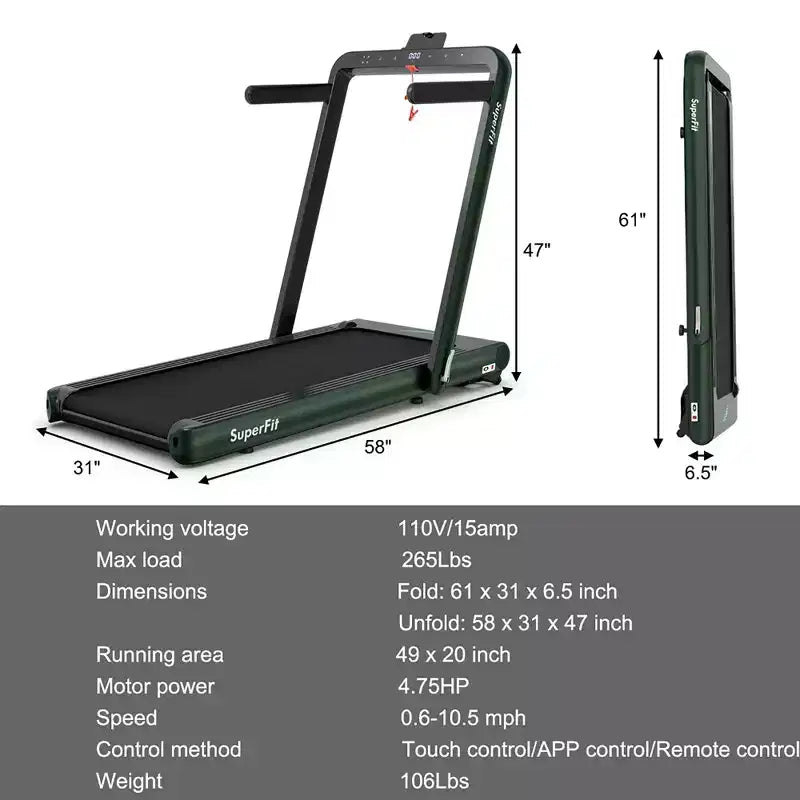 Costway 4.75HP 2 In 1 Folding Treadmill W/Remote APP