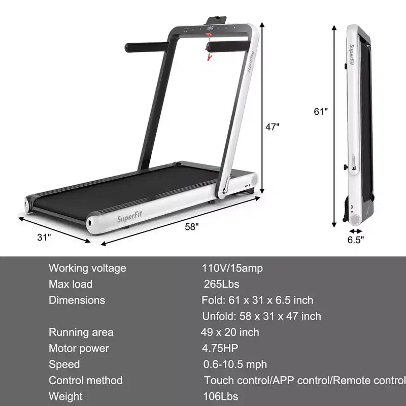 Costway 4.75HP 2 In 1 Folding Treadmill W/Remote APP