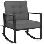 Costway 2PCS Patio Rattan Rocker Chair Outdoor Glider Rocking Chair Cushion Turquoise\Red