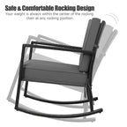 Costway 2PCS Patio Rattan Rocker Chair Outdoor Glider Rocking Chair Cushion Turquoise\Red