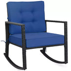 Costway 2PCS Patio Rattan Rocker Chair Outdoor Glider Rocking Chair Cushion Turquoise\Red
