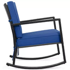 Costway 2PCS Patio Rattan Rocker Chair Outdoor Glider Rocking Chair Cushion Turquoise\Red