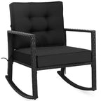 Costway 2PCS Patio Rattan Rocker Chair Outdoor Glider Rocking Chair Cushion Turquoise\Red