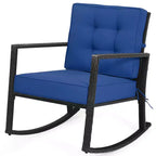 Costway 2PCS Patio Rattan Rocker Chair Outdoor Glider Rocking Chair Cushion Turquoise\Red