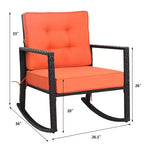 Costway 2PCS Patio Rattan Rocker Chair Outdoor Glider Rocking Chair Cushion Turquoise\Red