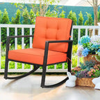 Costway 2PCS Patio Rattan Rocker Chair Outdoor Glider Rocking Chair Cushion Turquoise\Red