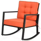 Costway 2PCS Patio Rattan Rocker Chair Outdoor Glider Rocking Chair Cushion Turquoise\Red