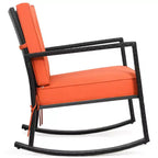 Costway 2PCS Patio Rattan Rocker Chair Outdoor Glider Rocking Chair Cushion Turquoise\Red