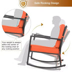Costway 2PCS Patio Rattan Rocker Chair Outdoor Glider Rocking Chair Cushion Turquoise\Red