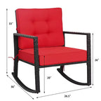 Costway 2PCS Patio Rattan Rocker Chair Outdoor Glider Rocking Chair Cushion Turquoise\Red