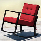 Costway 2PCS Patio Rattan Rocker Chair Outdoor Glider Rocking Chair Cushion Turquoise\Red