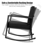 Costway 2PCS Patio Rattan Rocker Chair Outdoor Glider Rocking Chair Cushion Turquoise\Red