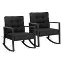 Costway 2PCS Patio Rattan Rocker Chair Outdoor Glider Rocking Chair Cushion Turquoise\Red