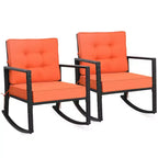 Costway 2PCS Patio Rattan Rocker Chair Outdoor Glider Rocking Chair Cushion Turquoise\Red