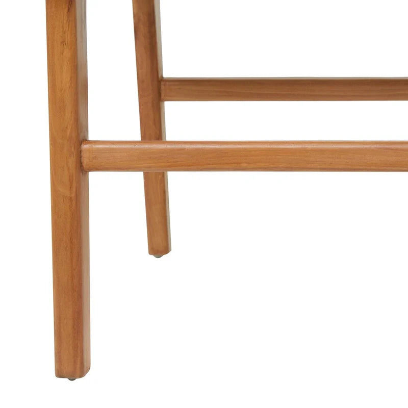 Chaises de salle à manger tressées faites à la main en cuir avec cadre en bois de teck - Lot de 2 Marron, Blanc ou Noir - Roche River Decor