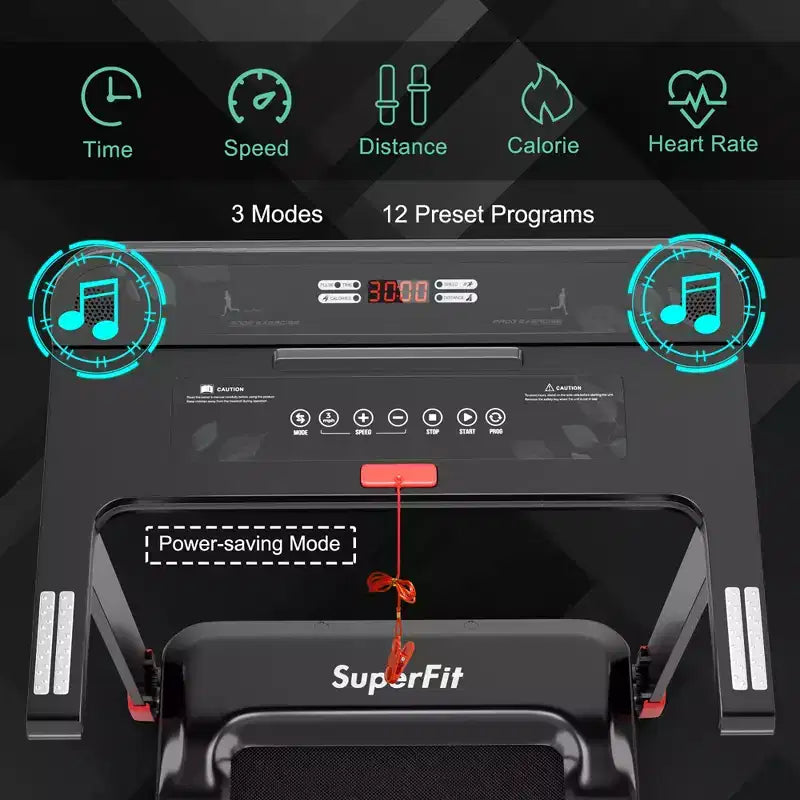 Costway Folding Electric Treadmill Compact Walking Running Machine w/APP Control Speaker