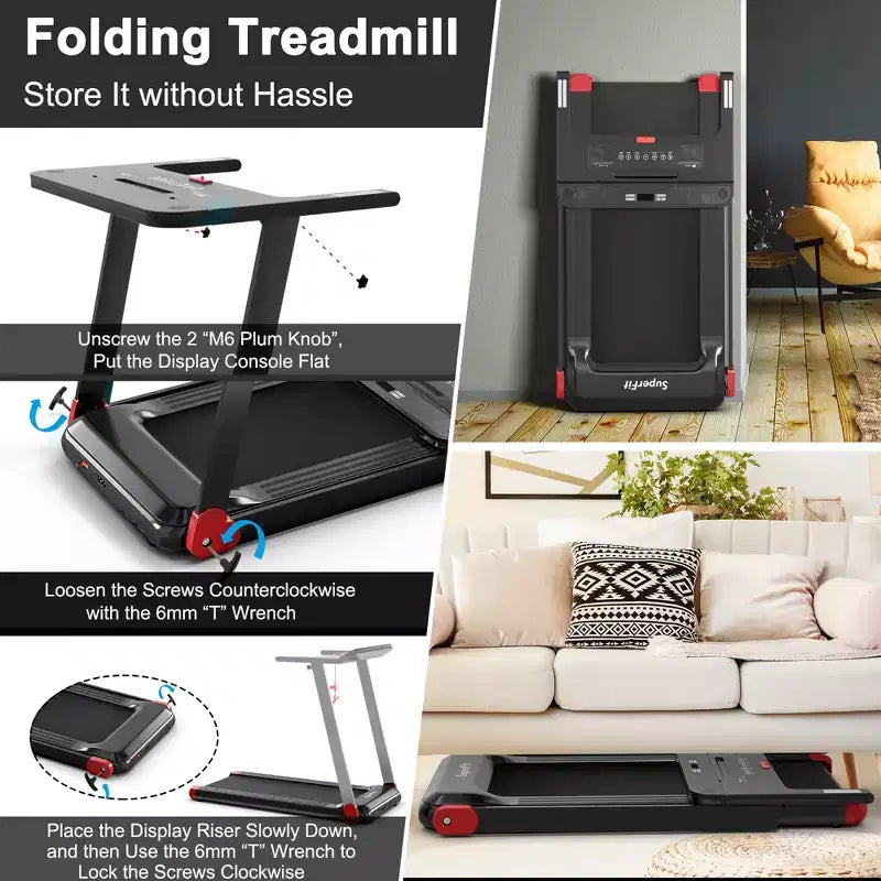 Costway Folding Electric Treadmill Compact Walking Running Machine w/APP Control Speaker