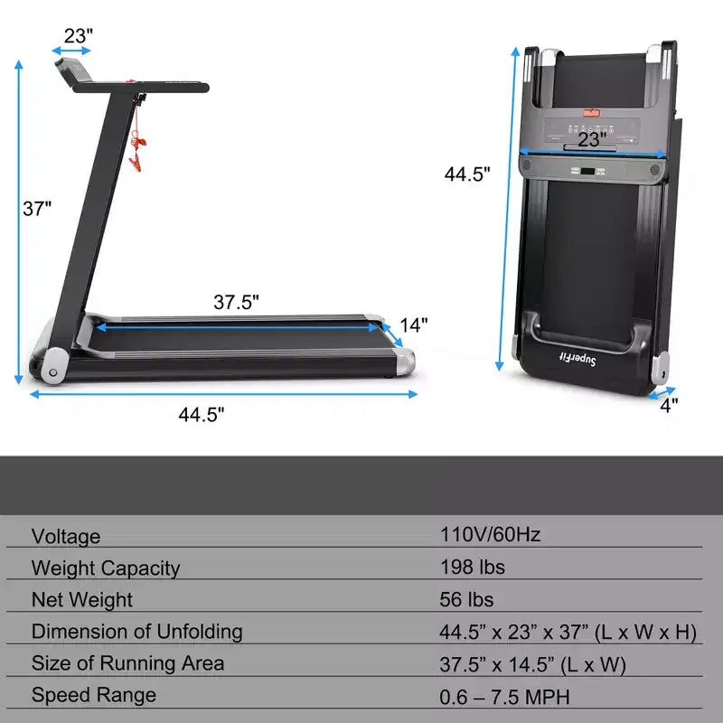 Costway Folding Electric Treadmill Compact Walking Running Machine w/APP Control Speaker