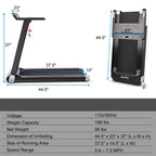 Costway Folding Electric Treadmill Compact Walking Running Machine w/APP Control Speaker